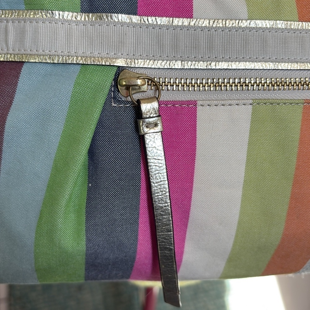 Coach 19026 poppy striped bag tote Crossbody/rhinestone chain add gold leather - Picture 8 of 17